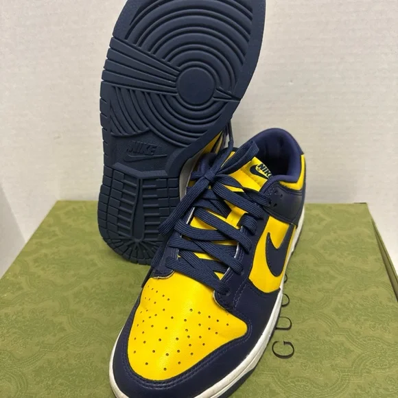 Nike Dunk Low University of Michigan Yellow Blue 2021 Sneakers Shoes Size 8 US